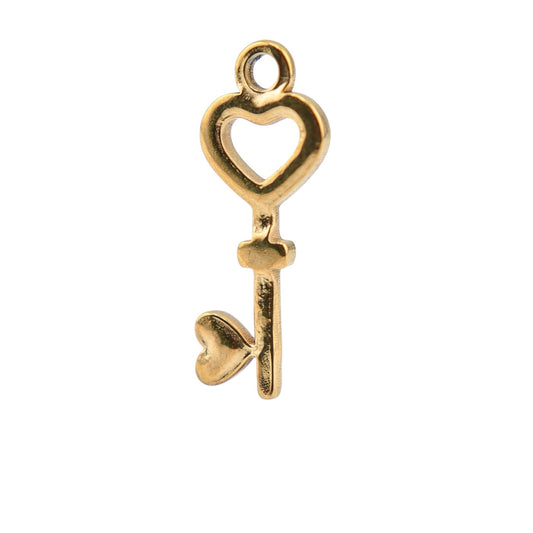 Double Heart Key Charm